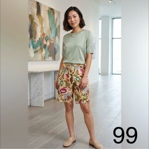 Bushwacker Beige Floral Print Bermuda Shorts with Multicolor Motifs